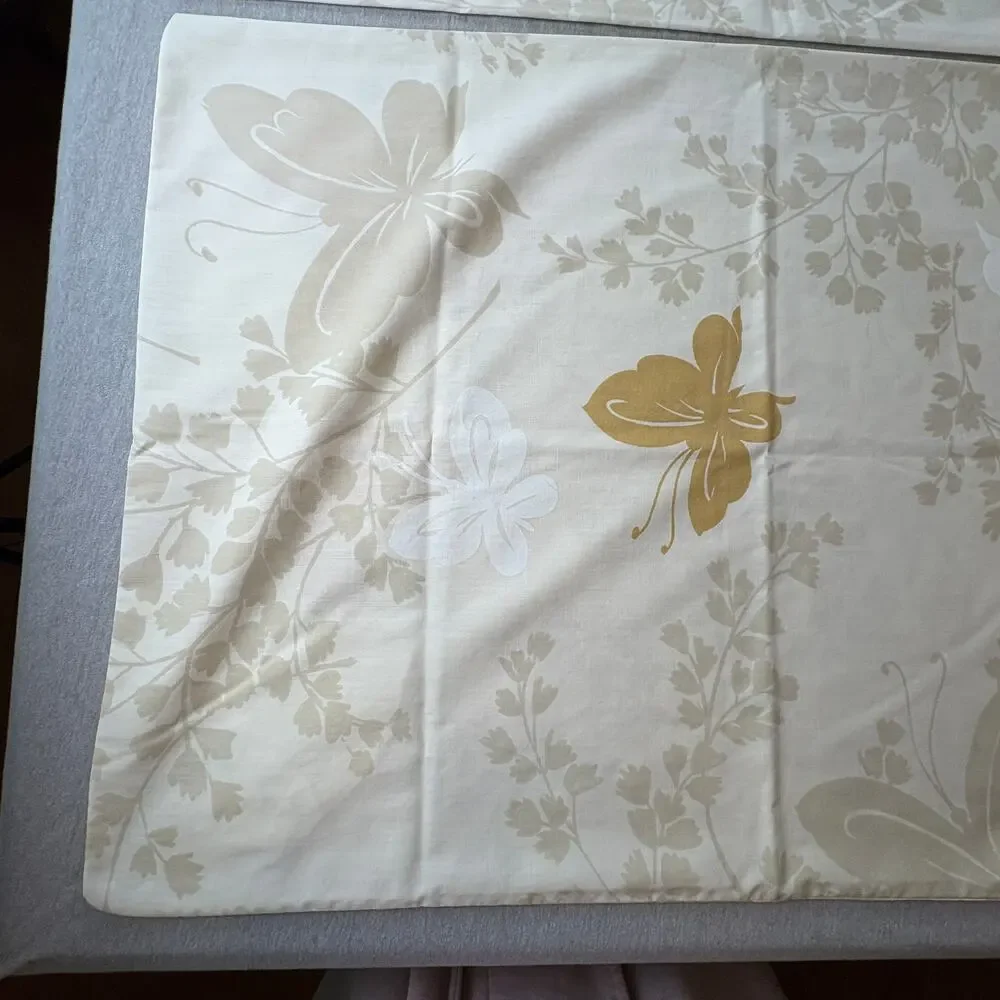 Vintage Springmaid Mariposa Butterfly Tan Beige Pillowcases Set 2
